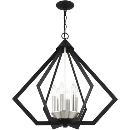 Black Six Light Metal Dimmable Chandelier With Shades HomeRoots