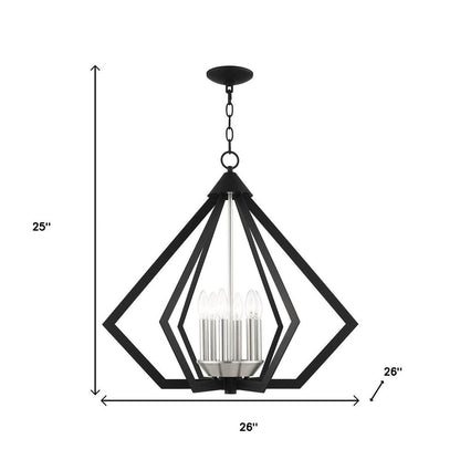 Black Six Light Metal Dimmable Chandelier With Shades HomeRoots