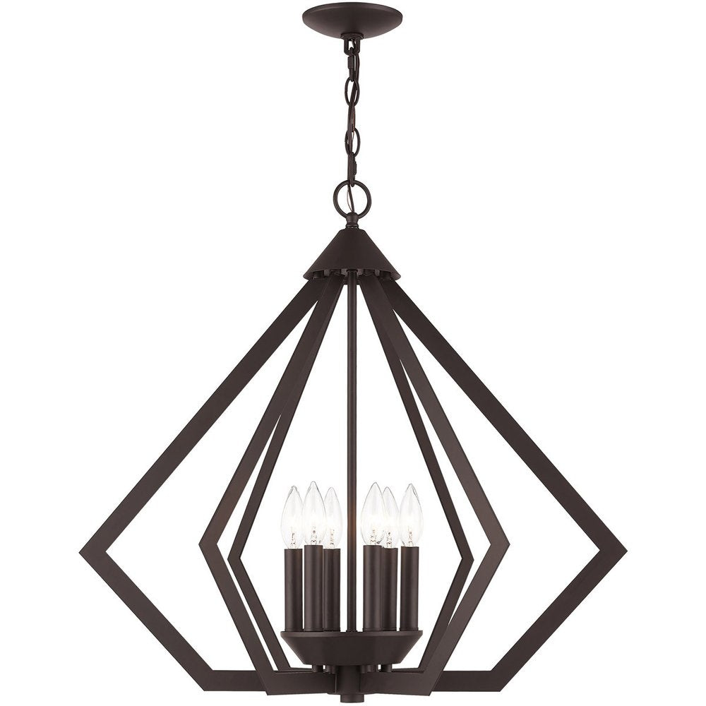 Bronze Six Light Metal Dimmable Chandelier With Shades HomeRoots