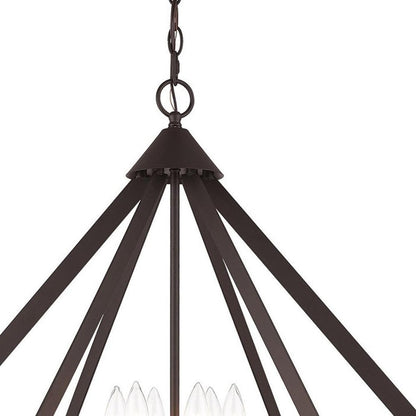 Bronze Six Light Metal Dimmable Chandelier With Shades HomeRoots