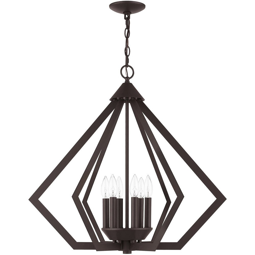 Bronze Six Light Metal Dimmable Chandelier With Shades HomeRoots