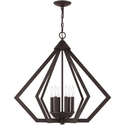 Bronze Six Light Metal Dimmable Chandelier With Shades HomeRoots
