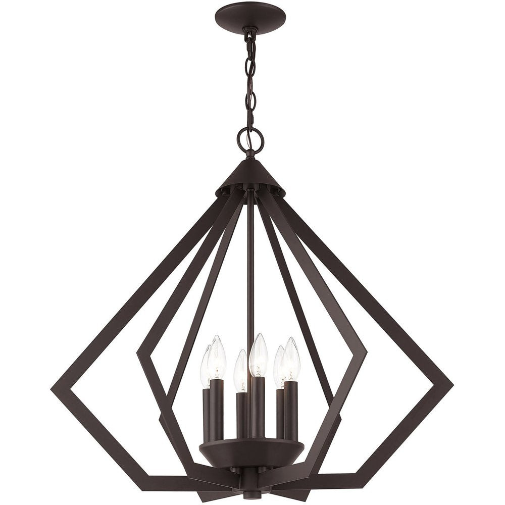 Bronze Six Light Metal Dimmable Chandelier With Shades HomeRoots