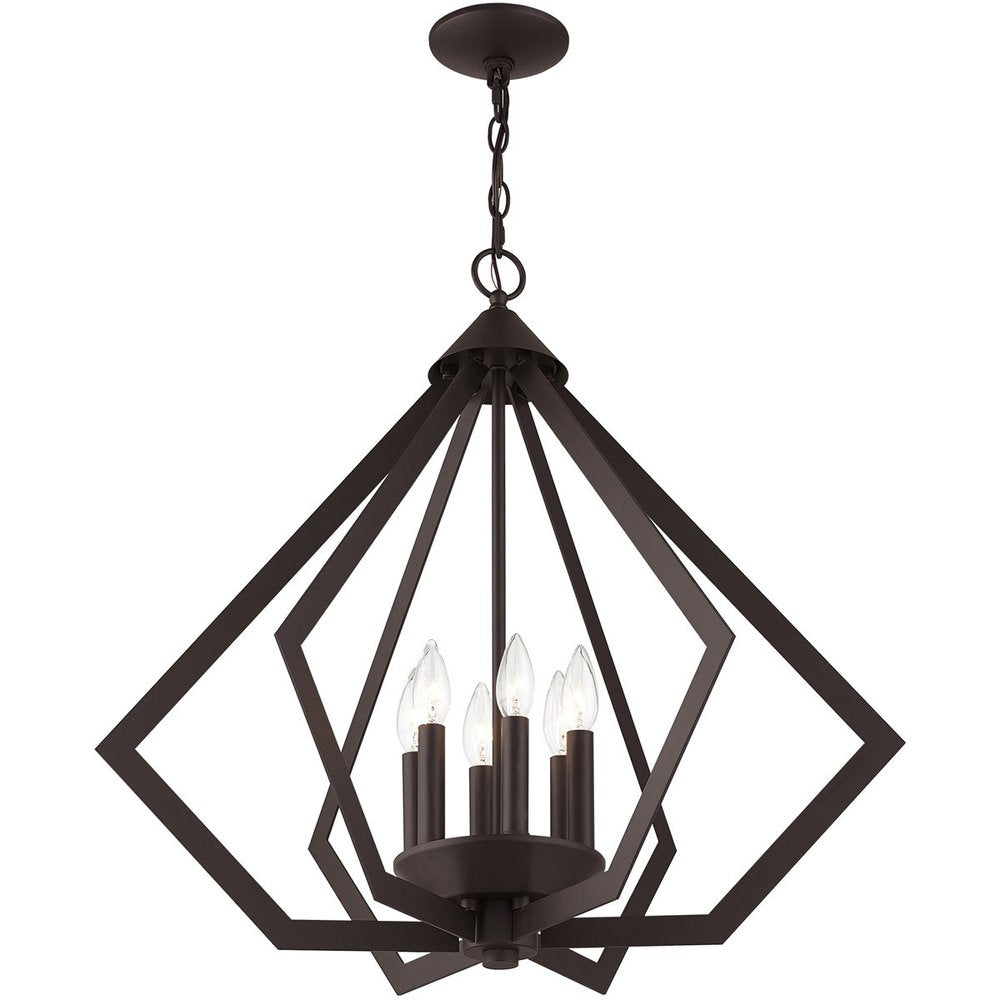 Bronze Six Light Metal Dimmable Chandelier With Shades HomeRoots