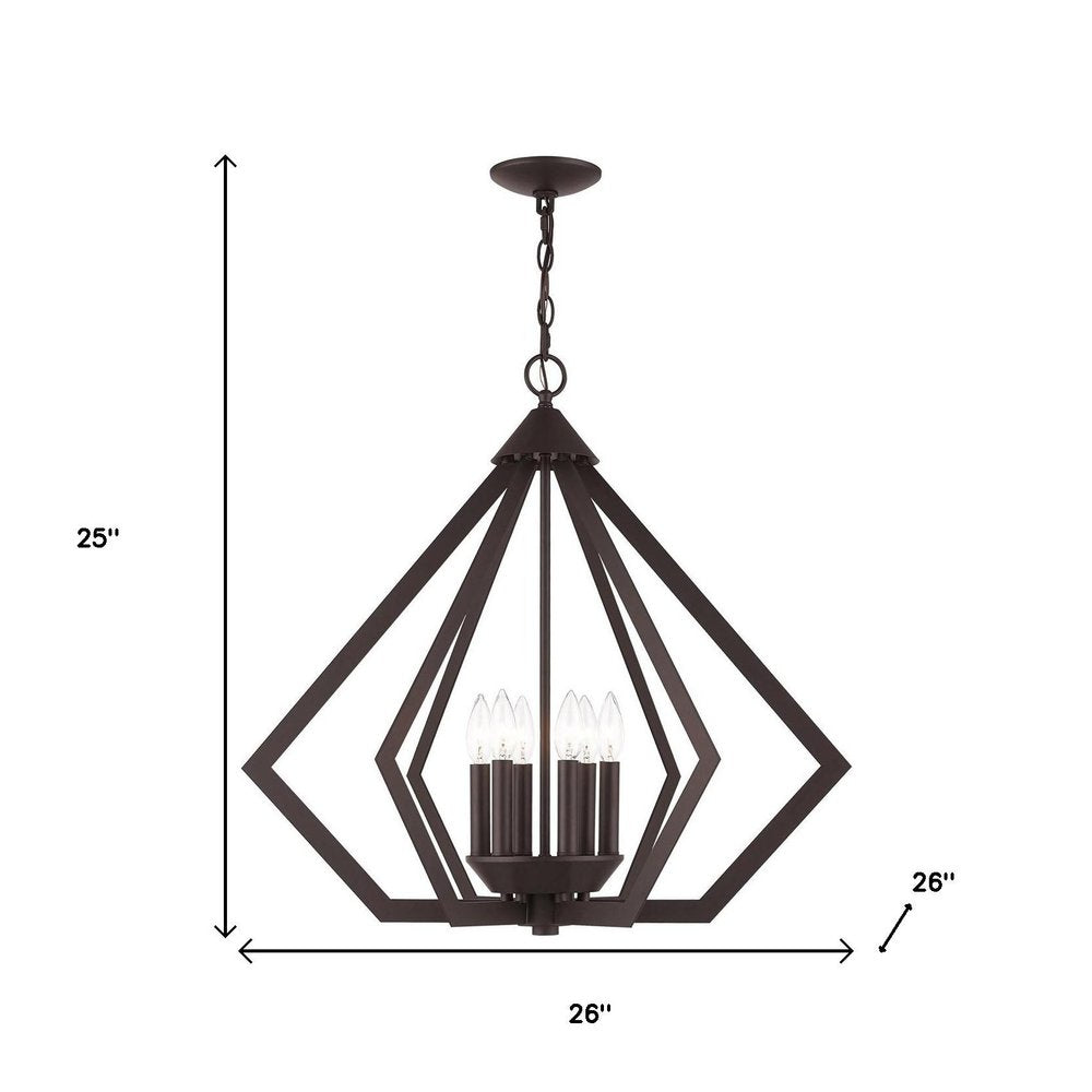 Bronze Six Light Metal Dimmable Chandelier With Shades HomeRoots