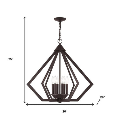 Bronze Six Light Metal Dimmable Chandelier With Shades HomeRoots