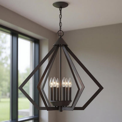 Bronze Six Light Metal Dimmable Chandelier With Shades HomeRoots