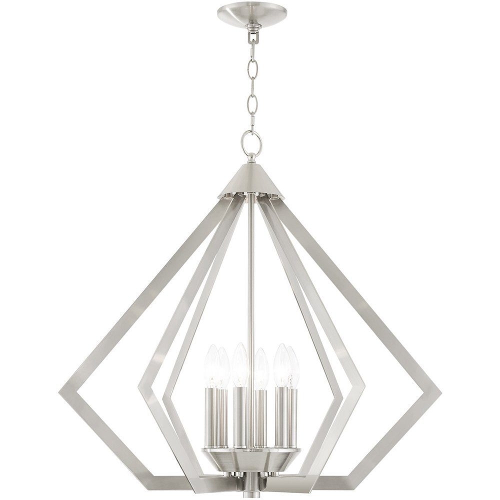 Nickel Six Light Metal Dimmable Chandelier With Shades HomeRoots