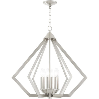 Nickel Six Light Metal Dimmable Chandelier With Shades HomeRoots