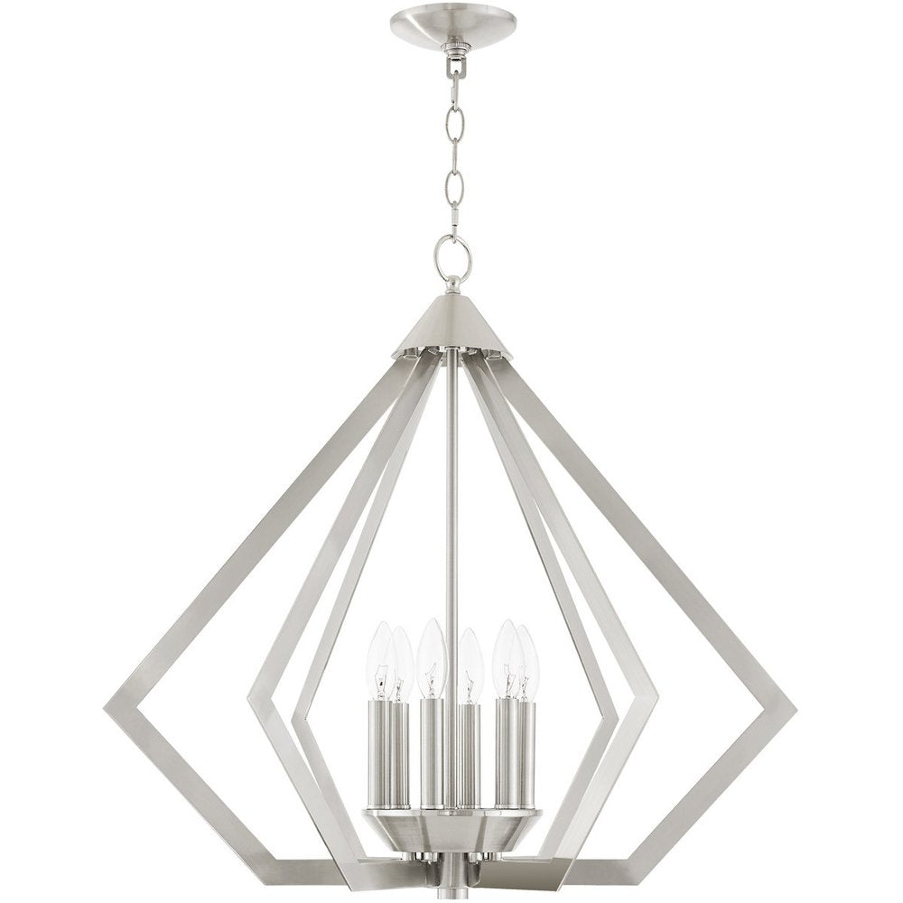Nickel Six Light Metal Dimmable Chandelier With Shades HomeRoots