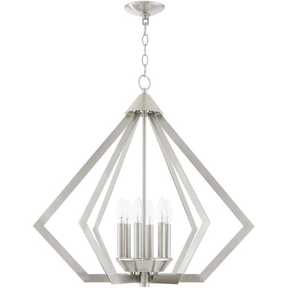 Nickel Six Light Metal Dimmable Chandelier With Shades HomeRoots