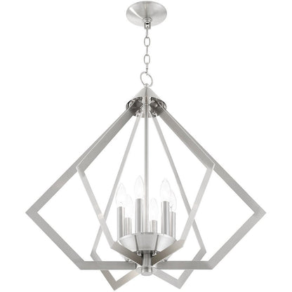 Nickel Six Light Metal Dimmable Chandelier With Shades HomeRoots