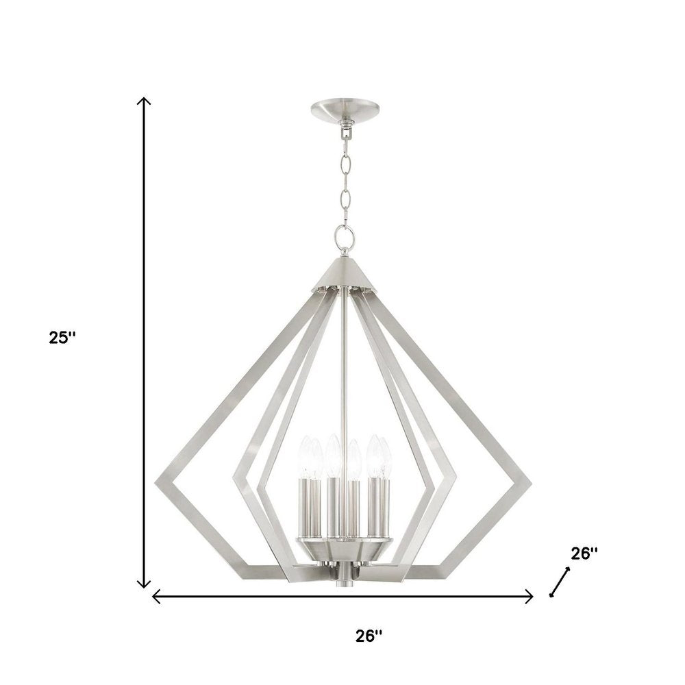 Nickel Six Light Metal Dimmable Chandelier With Shades HomeRoots