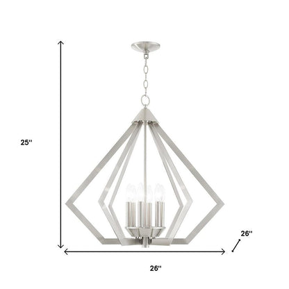 Nickel Six Light Metal Dimmable Chandelier With Shades HomeRoots