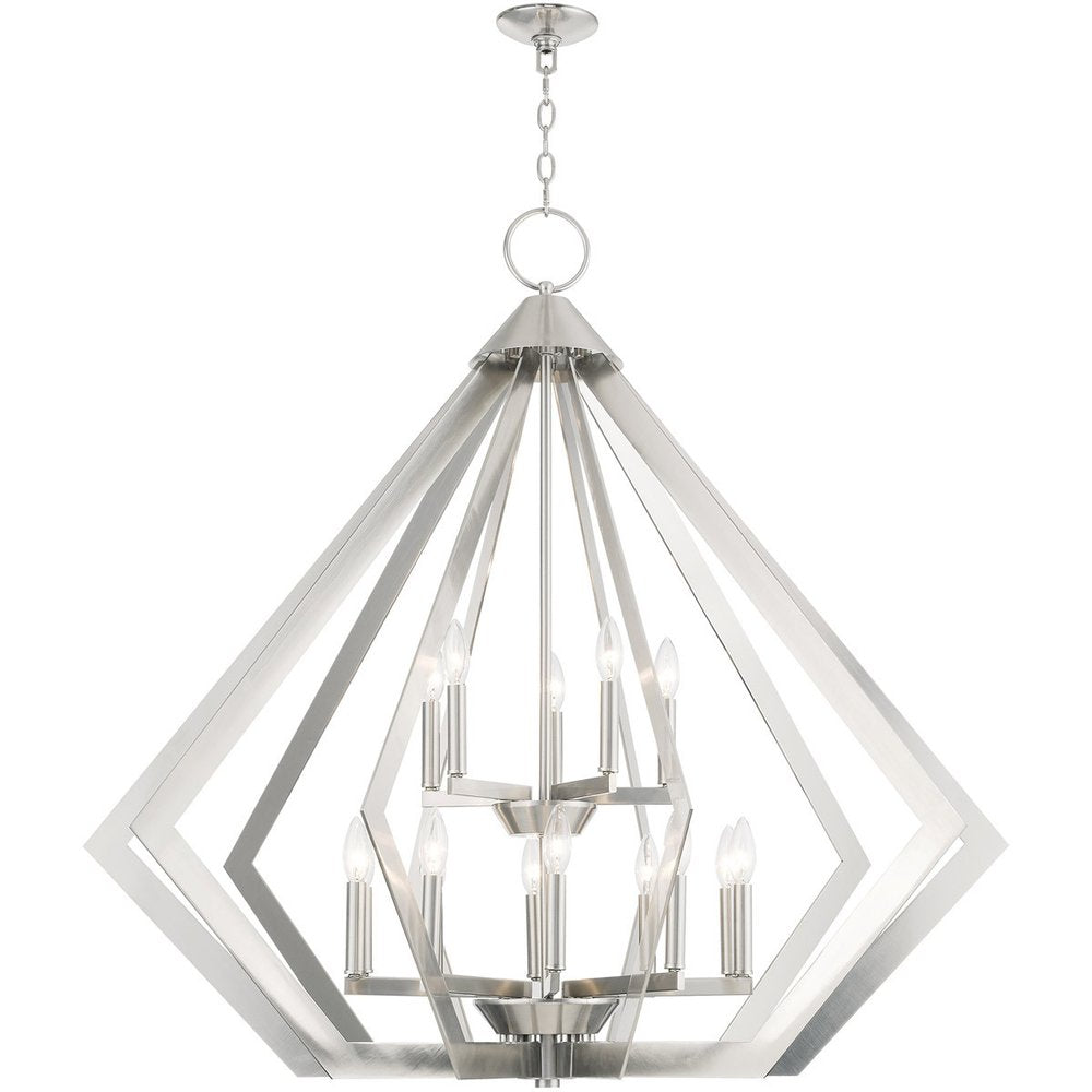 Nickel Multi Light Metal Dimmable Chandelier With Shades HomeRoots