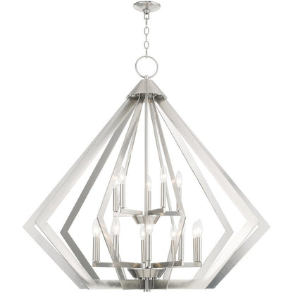 Nickel Multi Light Metal Dimmable Chandelier With Shades HomeRoots