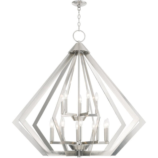 Nickel Multi Light Metal Dimmable Chandelier With Shades HomeRoots