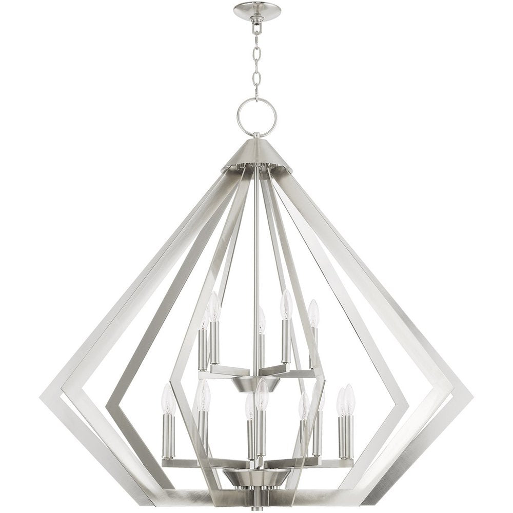 Nickel Multi Light Metal Dimmable Chandelier With Shades HomeRoots