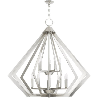 Nickel Multi Light Metal Dimmable Chandelier With Shades HomeRoots