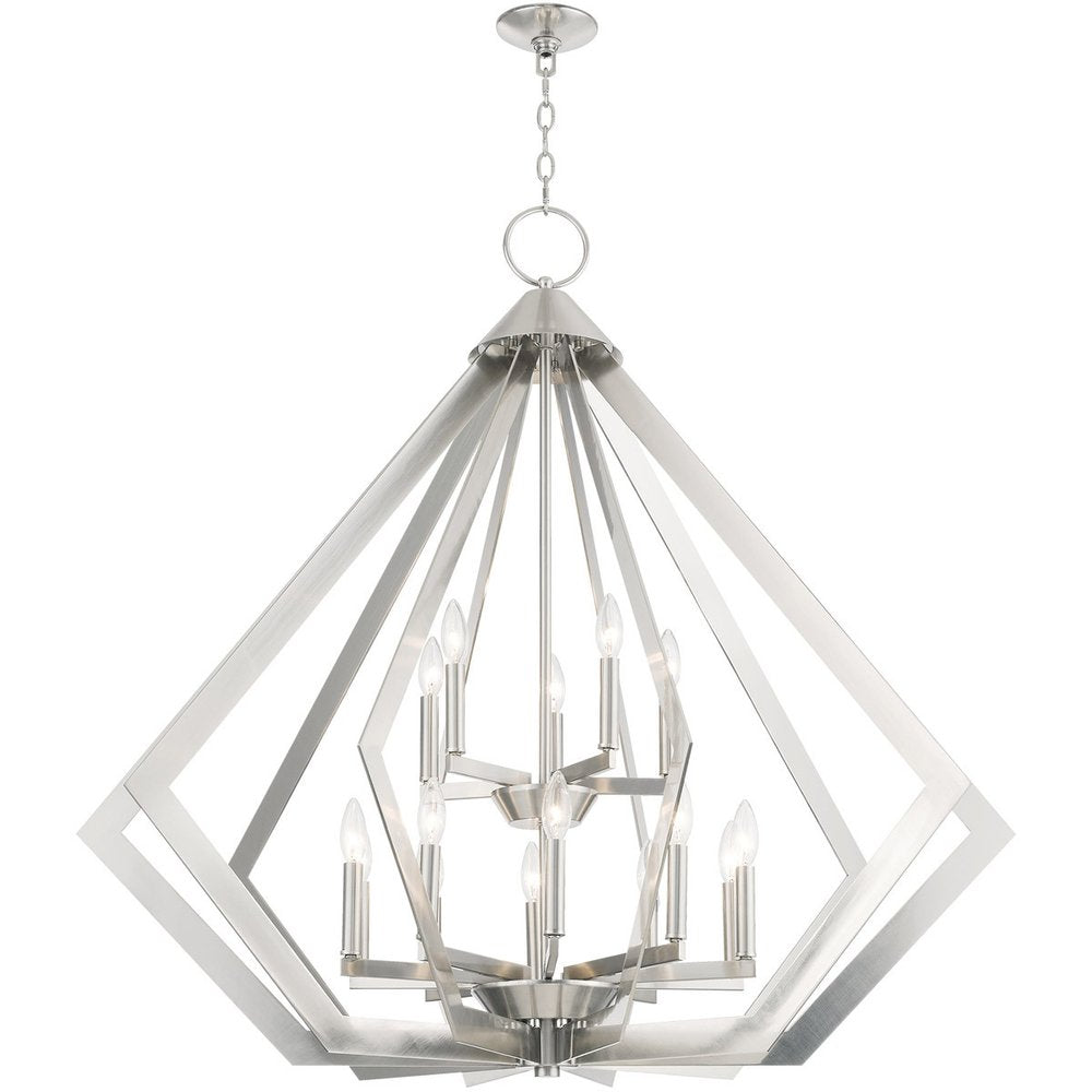Nickel Multi Light Metal Dimmable Chandelier With Shades HomeRoots