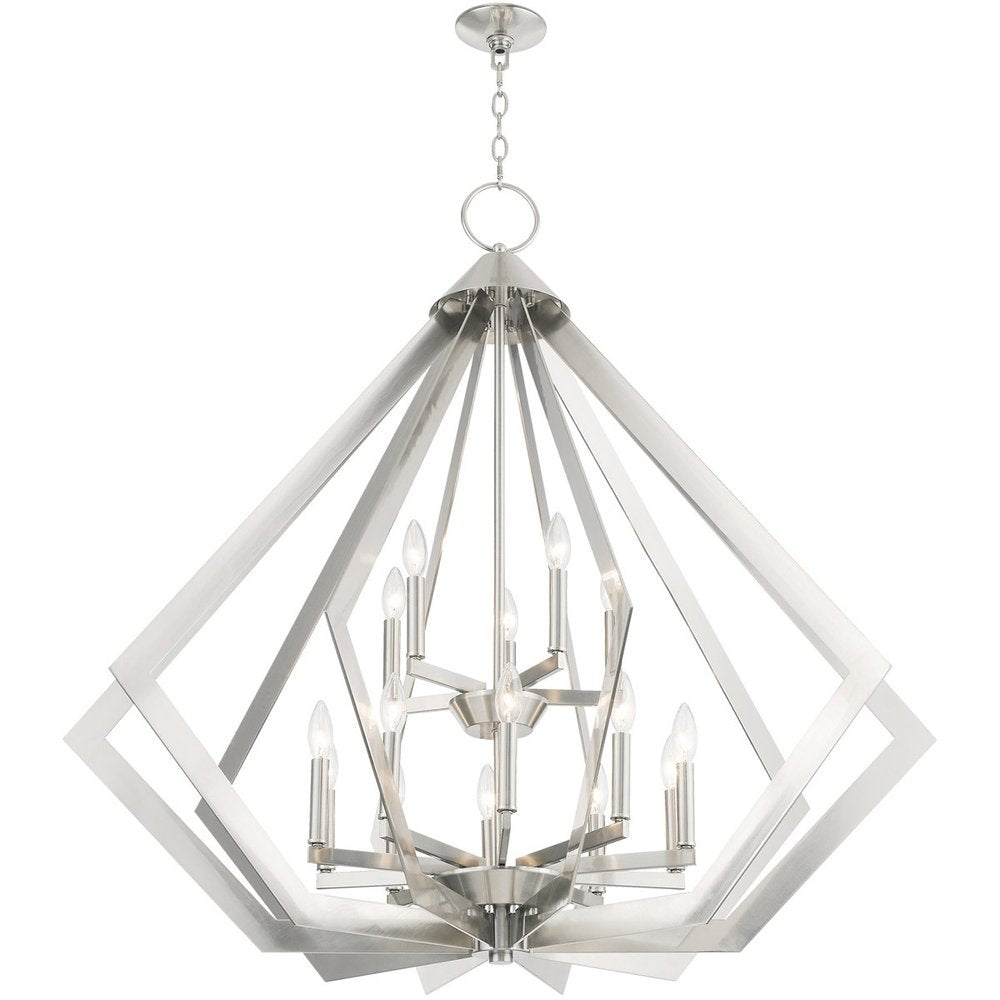 Nickel Multi Light Metal Dimmable Chandelier With Shades HomeRoots