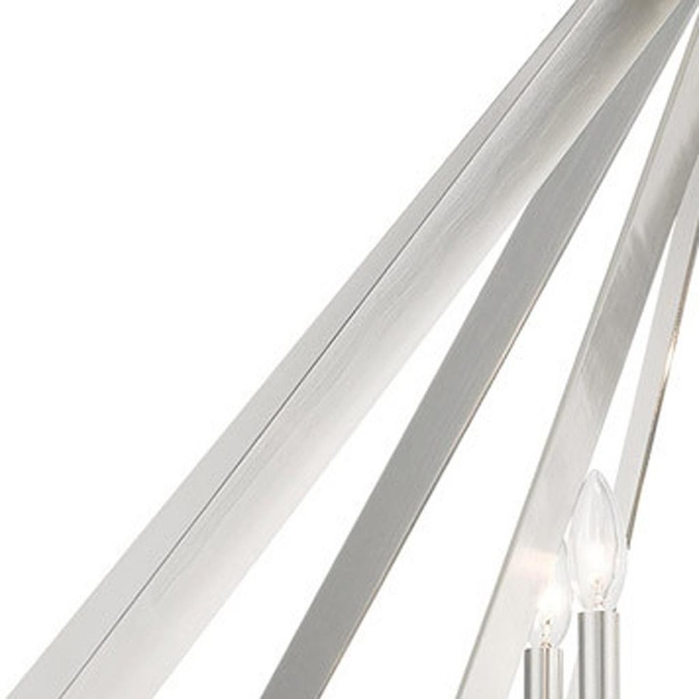 Nickel Multi Light Metal Dimmable Chandelier With Shades HomeRoots
