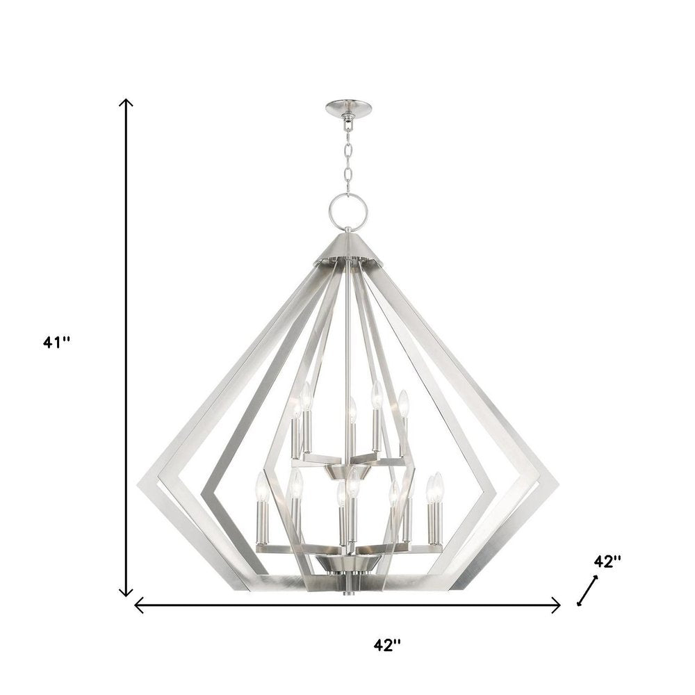 Nickel Multi Light Metal Dimmable Chandelier With Shades HomeRoots