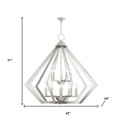 Nickel Multi Light Metal Dimmable Chandelier With Shades HomeRoots