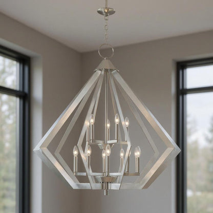 Nickel Multi Light Metal Dimmable Chandelier With Shades HomeRoots
