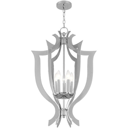 Silver Five Light Metal Dimmable Chandelier With Shades HomeRoots