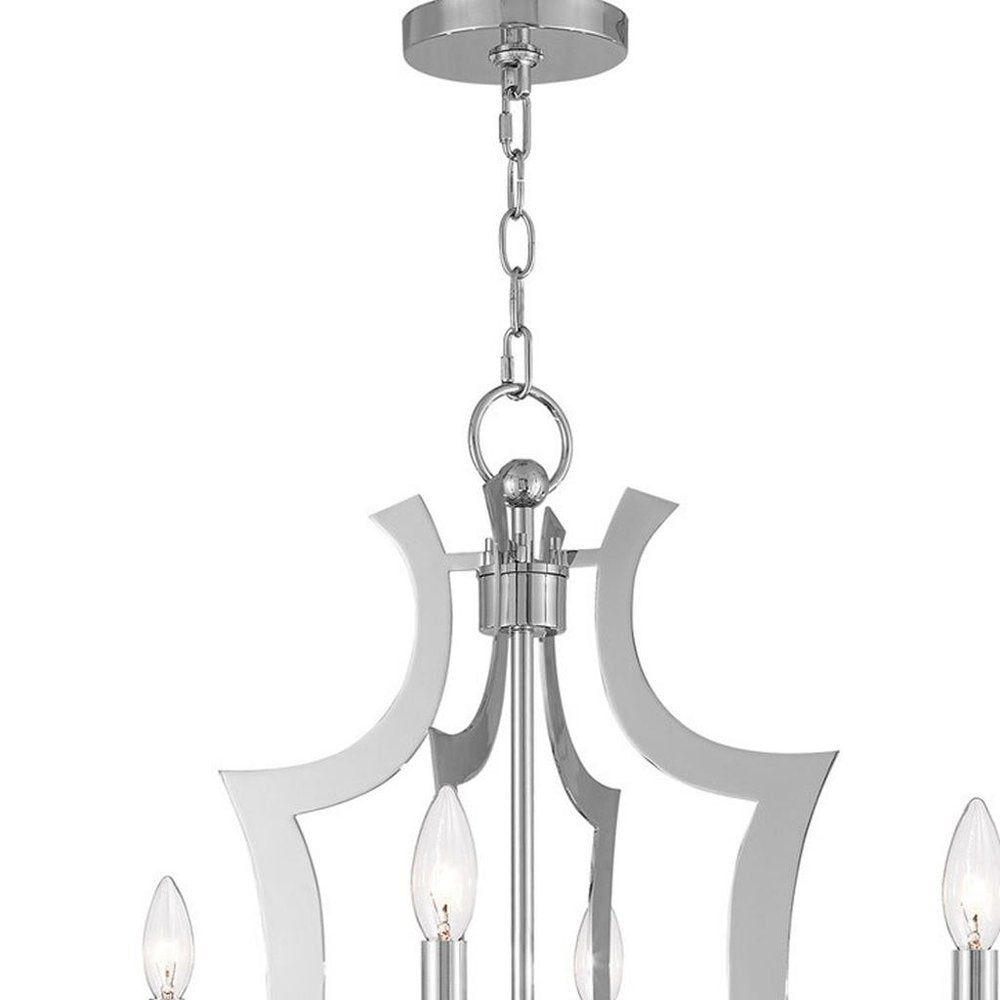Silver Eight Light Metal Dimmable Chandelier With Shades HomeRoots