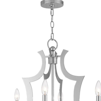 Silver Eight Light Metal Dimmable Chandelier With Shades HomeRoots