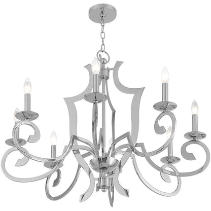 Silver Eight Light Metal Dimmable Chandelier With Shades HomeRoots