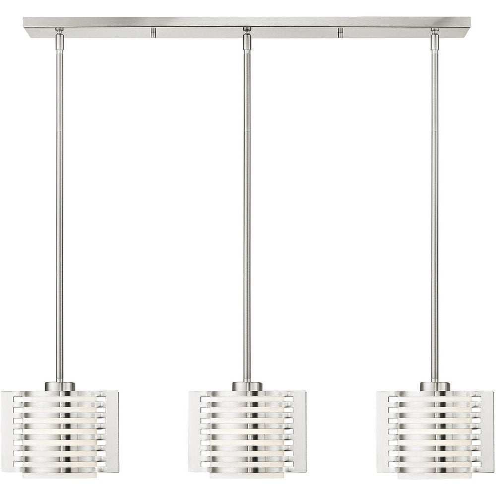 Nickel Three Light Metal Dimmable Chandelier With Shades HomeRoots