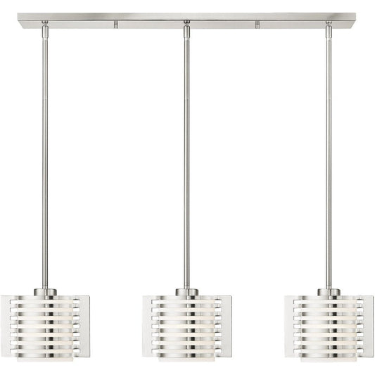 Nickel Three Light Metal Dimmable Chandelier With Shades HomeRoots