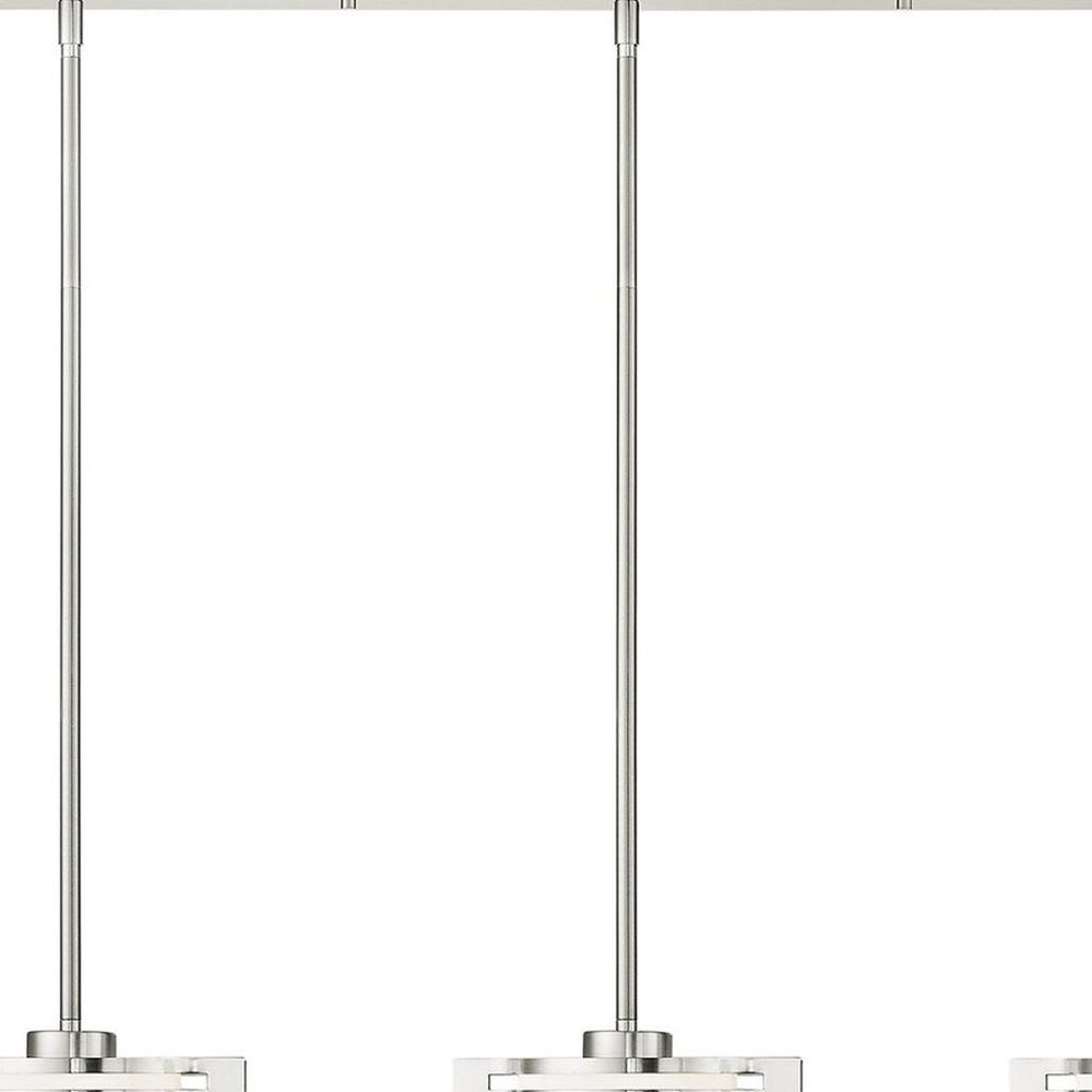 Nickel Three Light Metal Dimmable Chandelier With Shades HomeRoots
