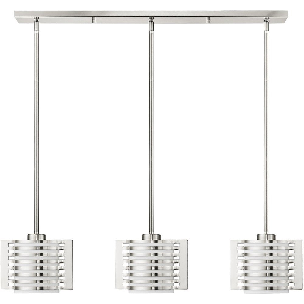 Nickel Three Light Metal Dimmable Chandelier With Shades HomeRoots