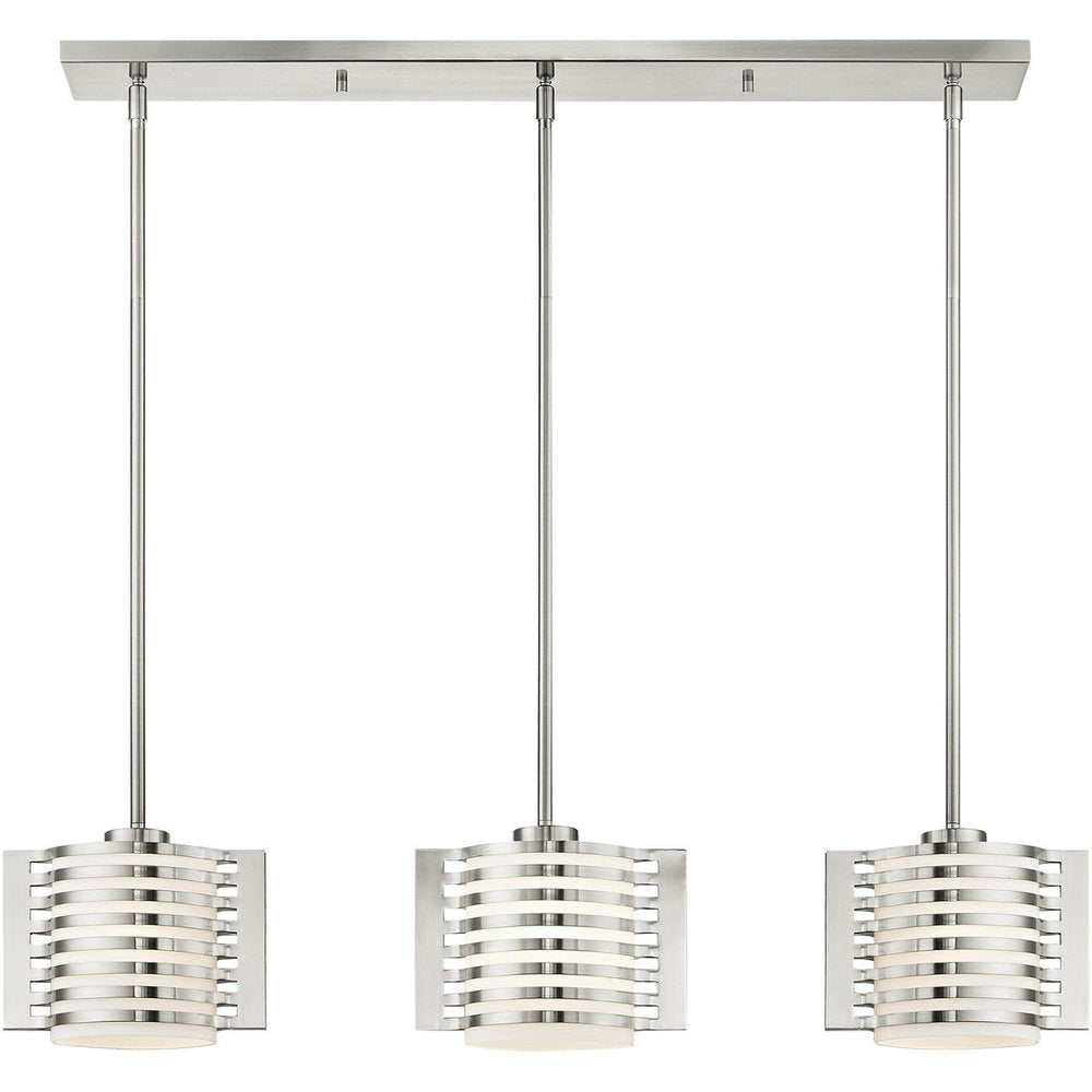 Nickel Three Light Metal Dimmable Chandelier With Shades HomeRoots