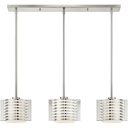 Nickel Three Light Metal Dimmable Chandelier With Shades HomeRoots