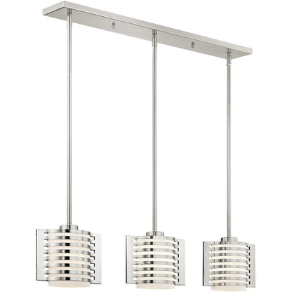 Nickel Three Light Metal Dimmable Chandelier With Shades HomeRoots