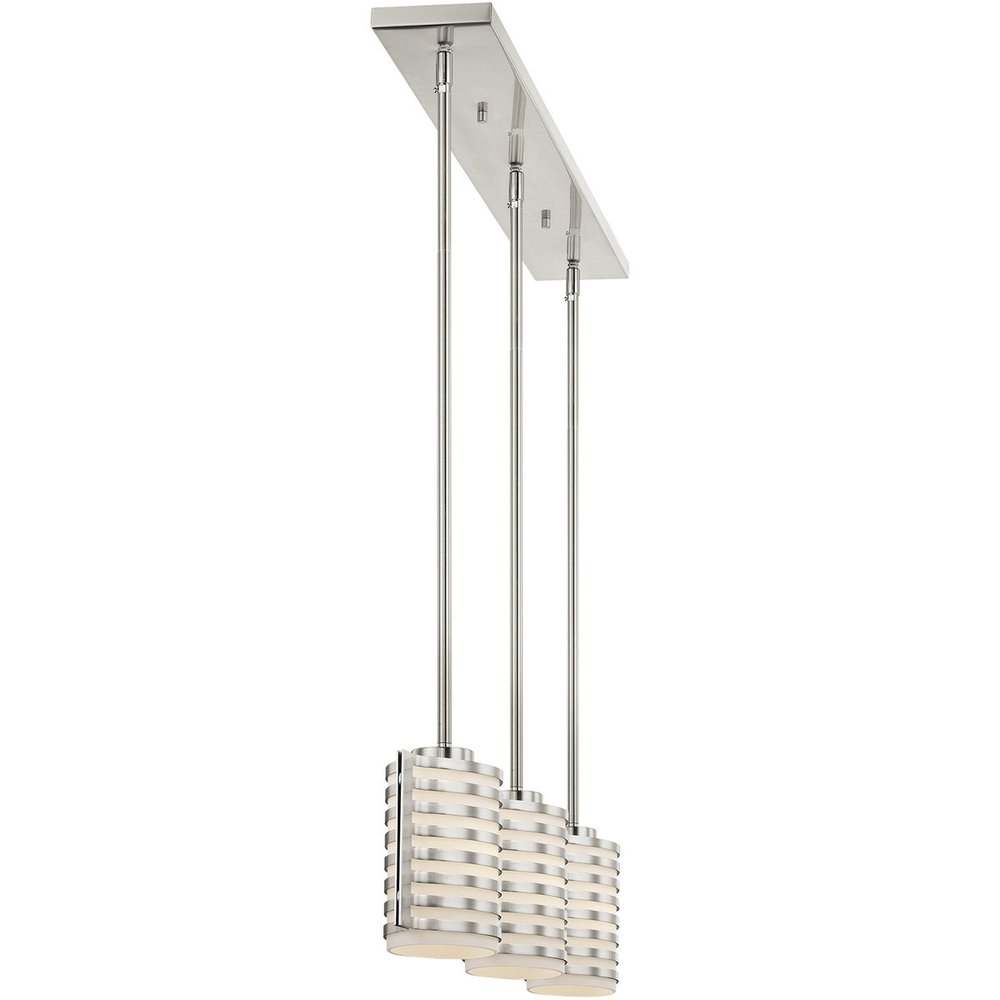 Nickel Three Light Metal Dimmable Chandelier With Shades HomeRoots