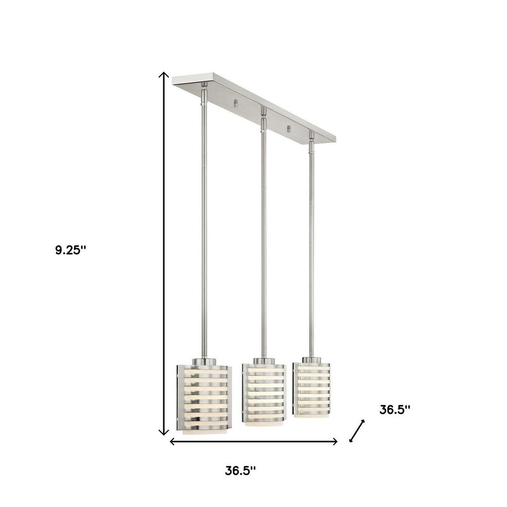 Nickel Three Light Metal Dimmable Chandelier With Shades HomeRoots