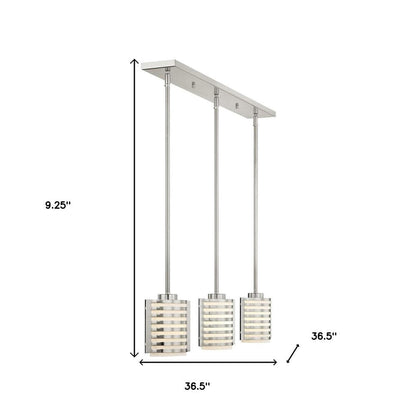 Nickel Three Light Metal Dimmable Chandelier With Shades HomeRoots