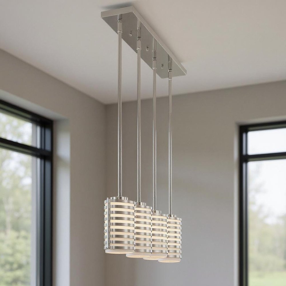 Nickel Three Light Metal Dimmable Chandelier With Shades HomeRoots