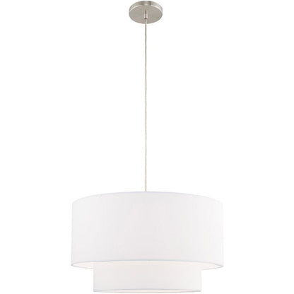 Nickel Metal Dimmable Chandelier With Shades HomeRoots