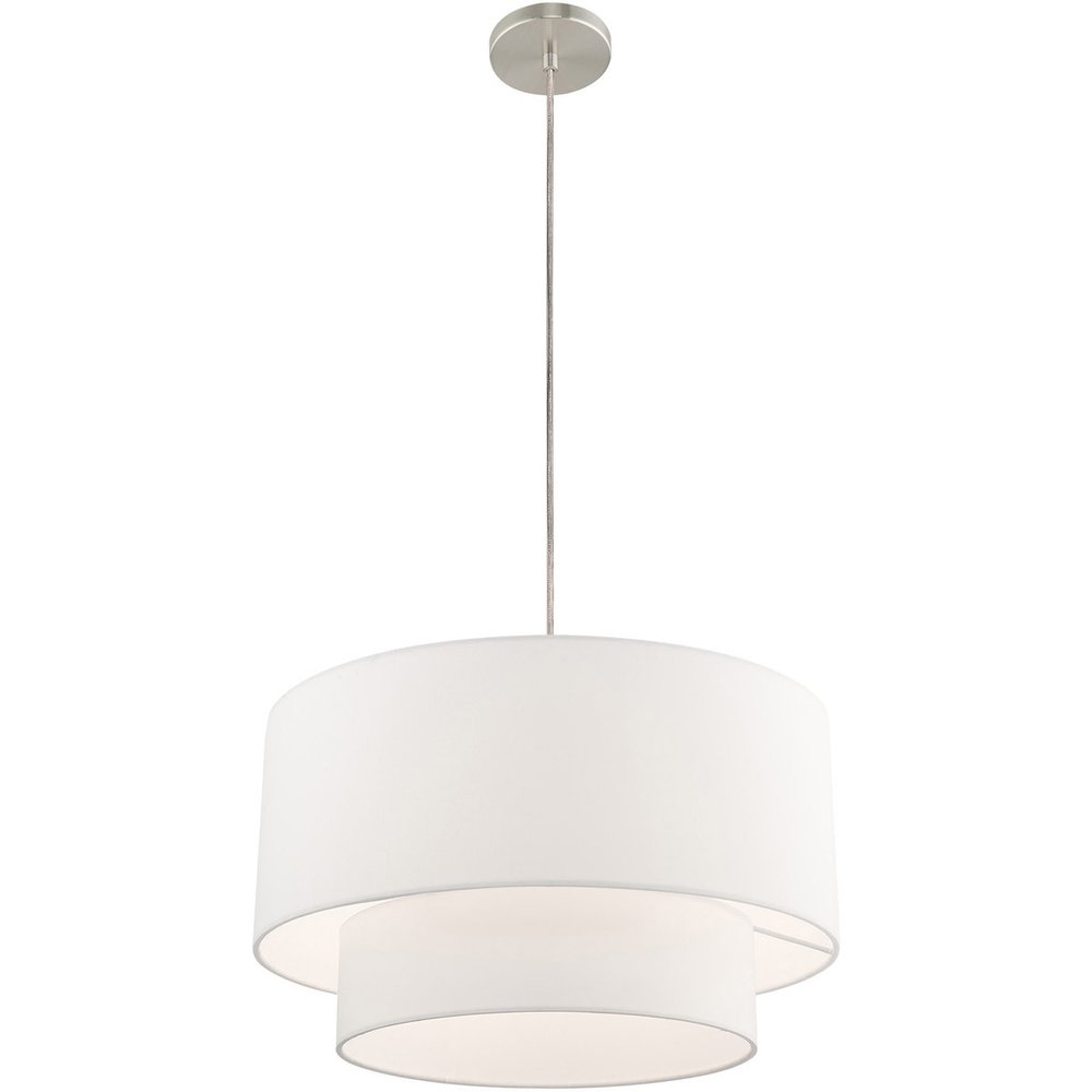 Nickel Metal Dimmable Chandelier With Shades HomeRoots