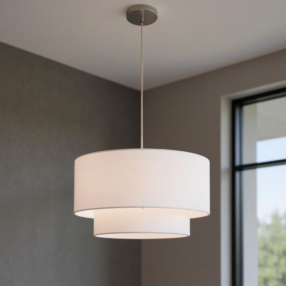 Nickel Metal Dimmable Chandelier With Shades HomeRoots