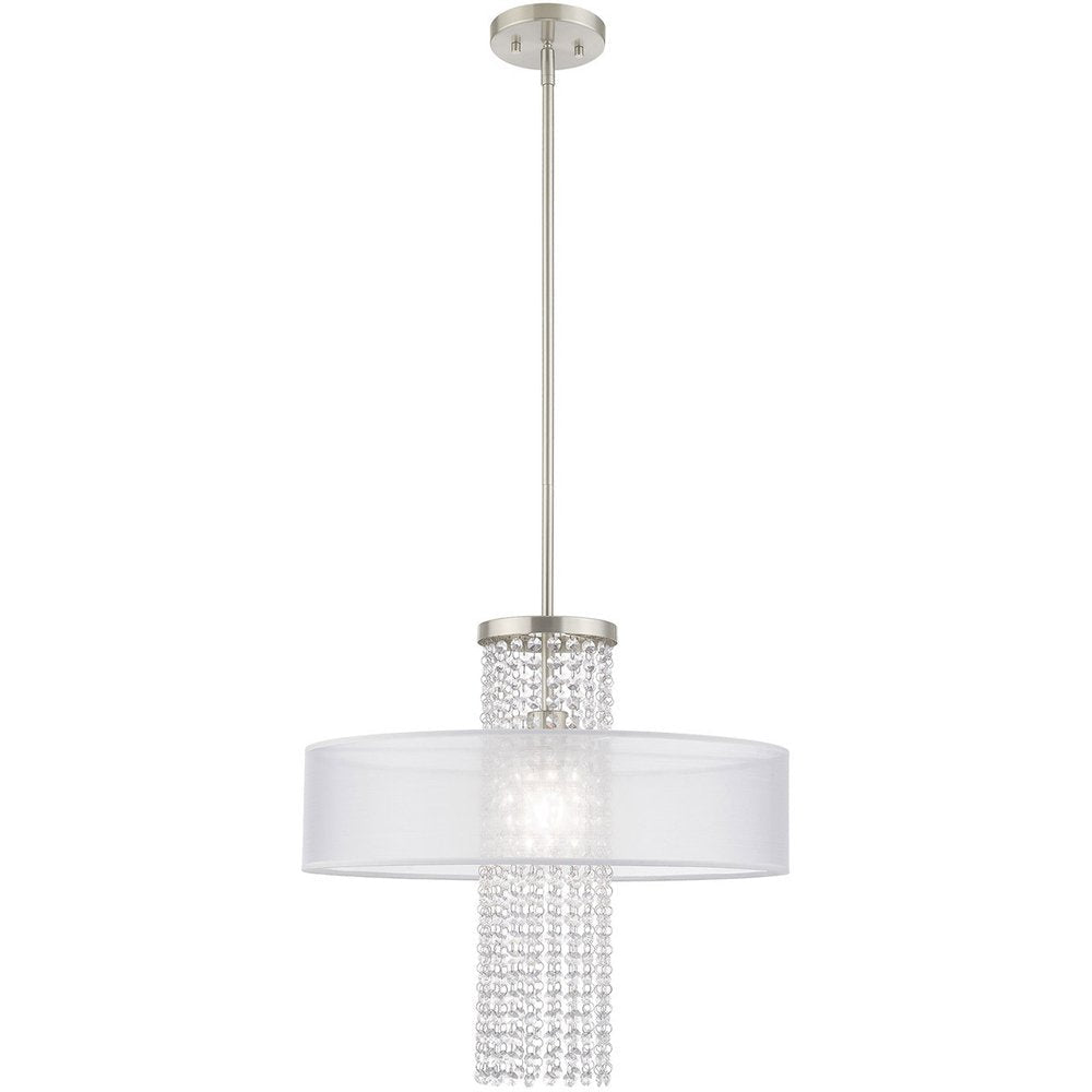 Nickel Metal Dimmable Chandelier With Shades HomeRoots