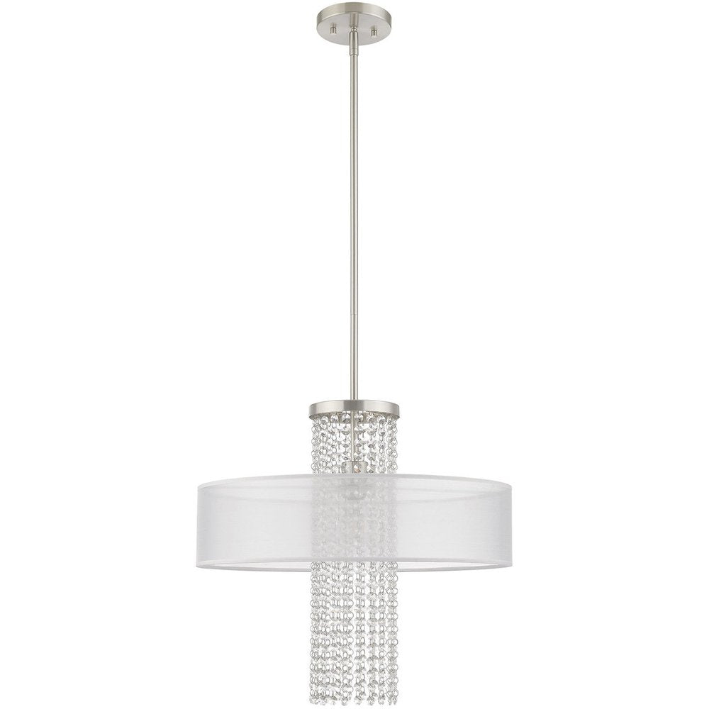 Nickel Metal Dimmable Chandelier With Shades HomeRoots
