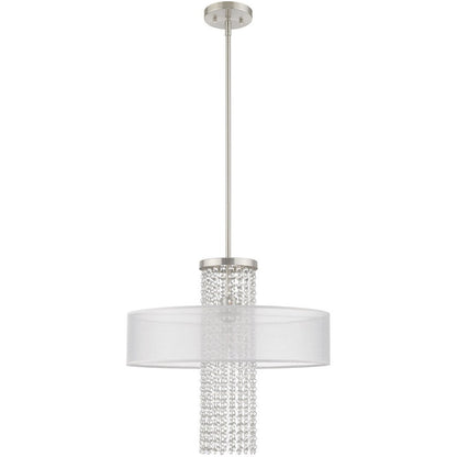 Nickel Metal Dimmable Chandelier With Shades HomeRoots